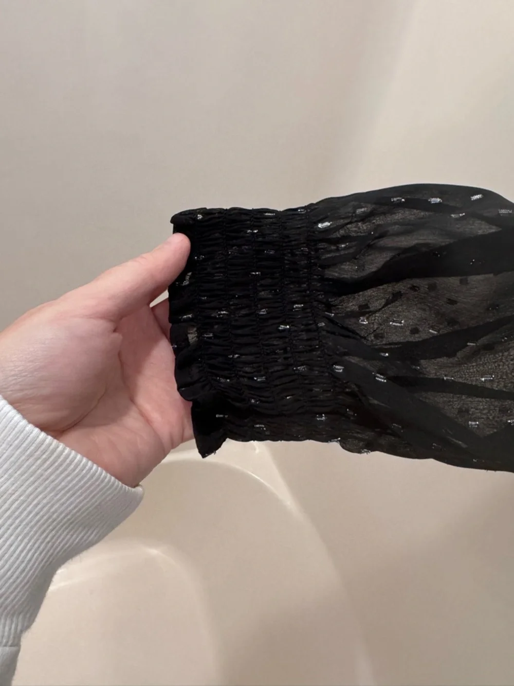 Old Navy Black Polka Dot Smocked Yoke Blouse - Women - Picture 5 of 5